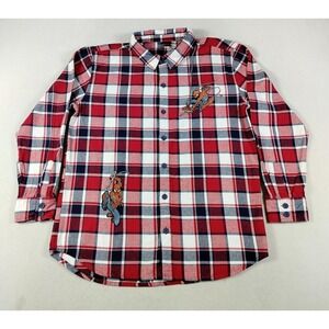 Marvel Flannel Shirt Mens Large Red‎ Spider Man Plaid Button Up Cabincore Cozy